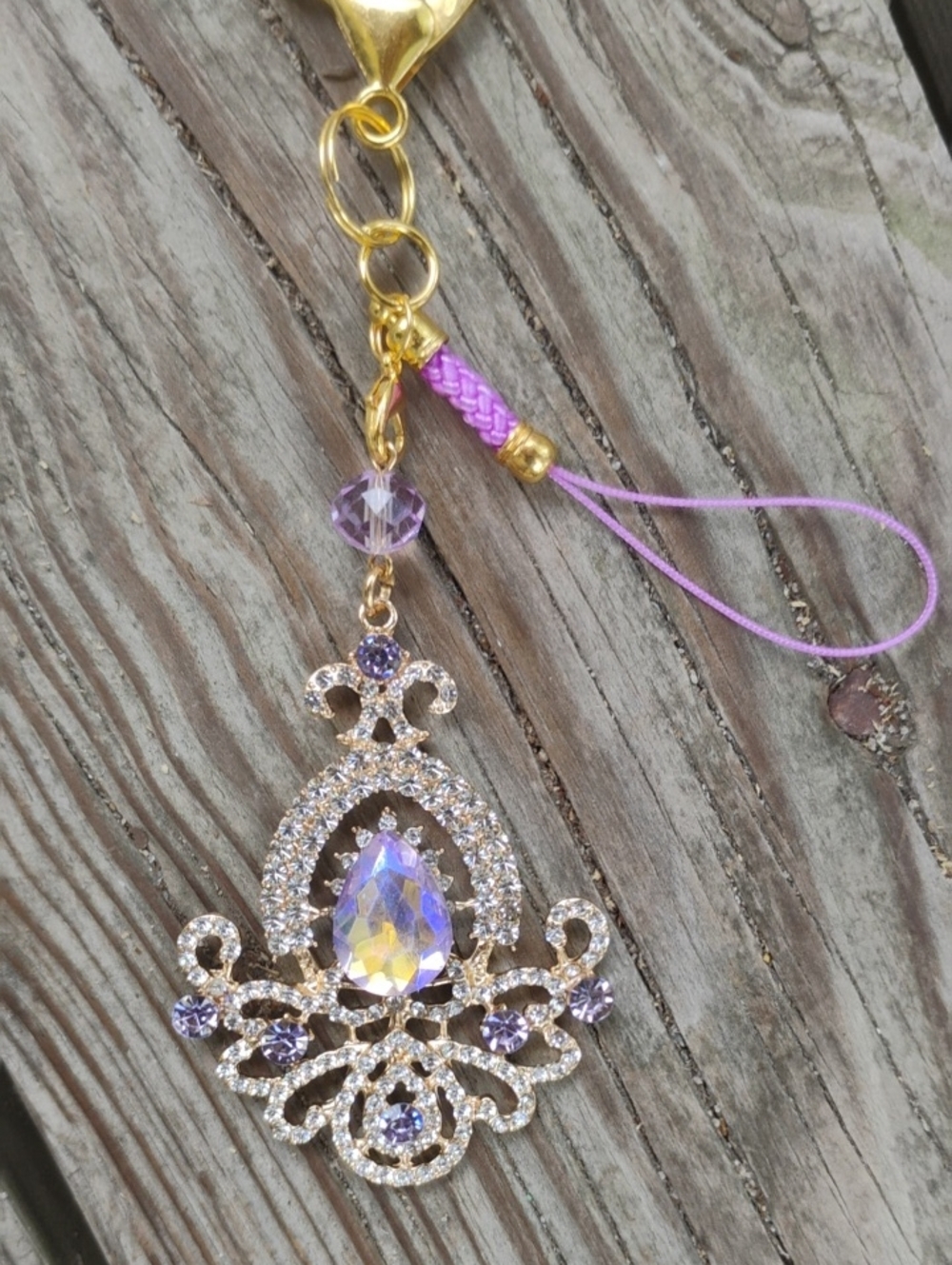 Handmade art deco bag charm keychain